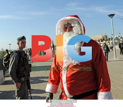 Israeli Border Police and Santa in Jerusalem