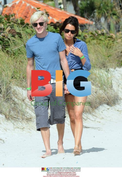 Tom Felton with girlfriend on Miami Beach