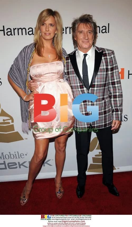 Rod Stewart and Penny Lancaster-Stewart at Clive Davis party