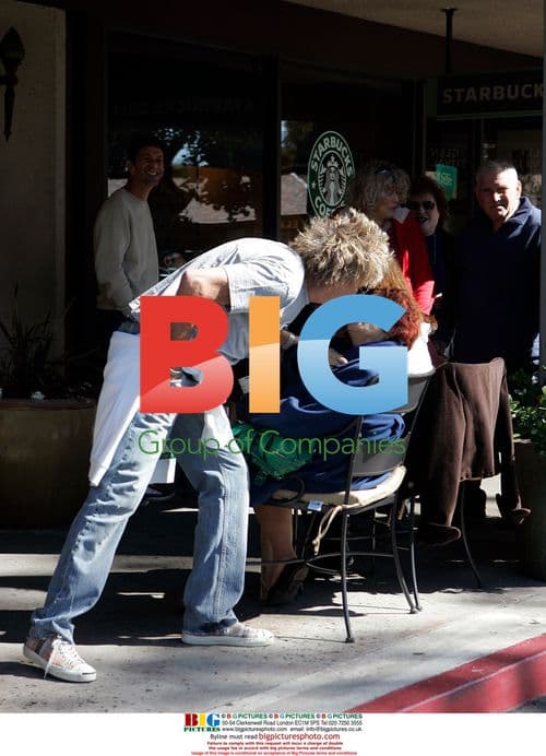 Rod Stewart and Daughter Leave Starbucks in Lamborghini