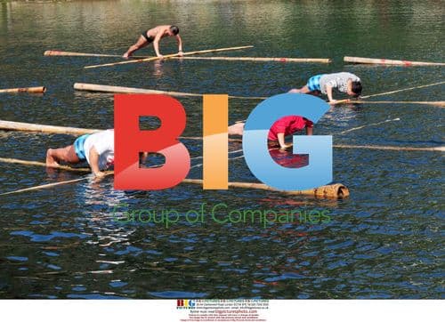 Bamboo raft drifting in China park