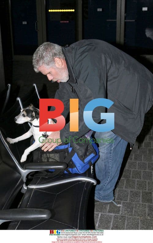 Ron Perlman arrives at LAX with dog