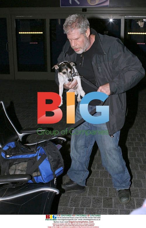 Ron Perlman with Dog at LAX
