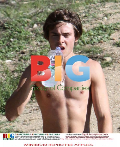 Zac Efron Drinking Water After Hike