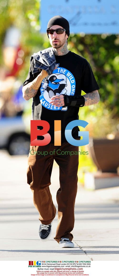 Travis Barker Leaving Toast Cafe