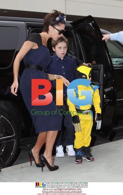 Victoria Beckham Arrives with Kids for Son's Party