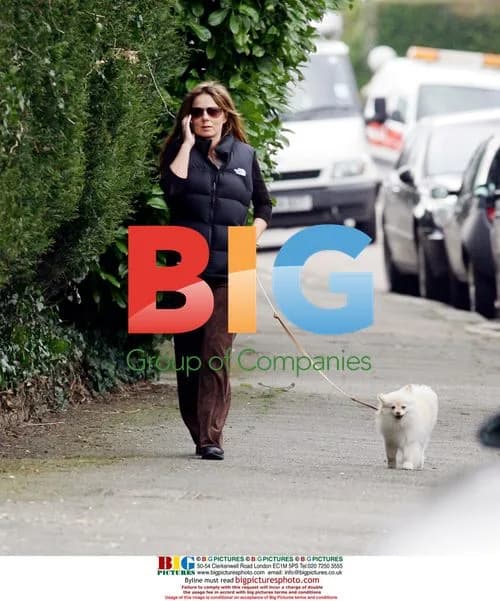 Singer Geri Halliwell walking dog in London