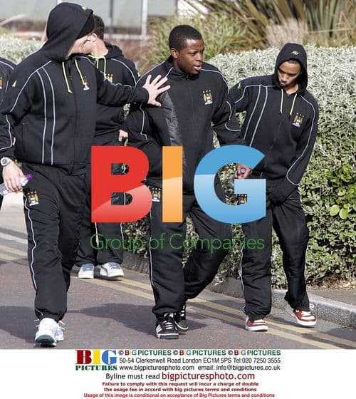 Manchester City players by River Mersey