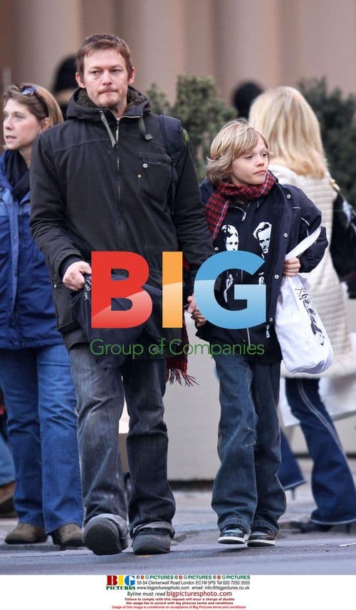 Norman Reedus with son Mingus in Soho