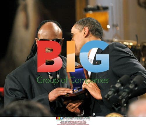 Obama and Stevie Wonder at White House