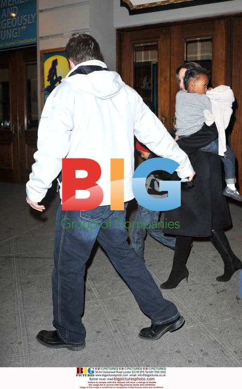 Brad Pitt and Angelina Jolie with kids at Little Mermaid