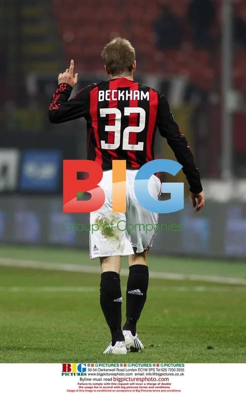 David Beckham Playing for Milan in UEFA Cup Match
