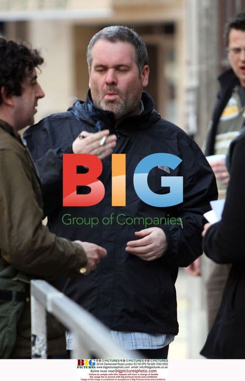 DJ Chris Moyles on cigarette break outside Radio 1