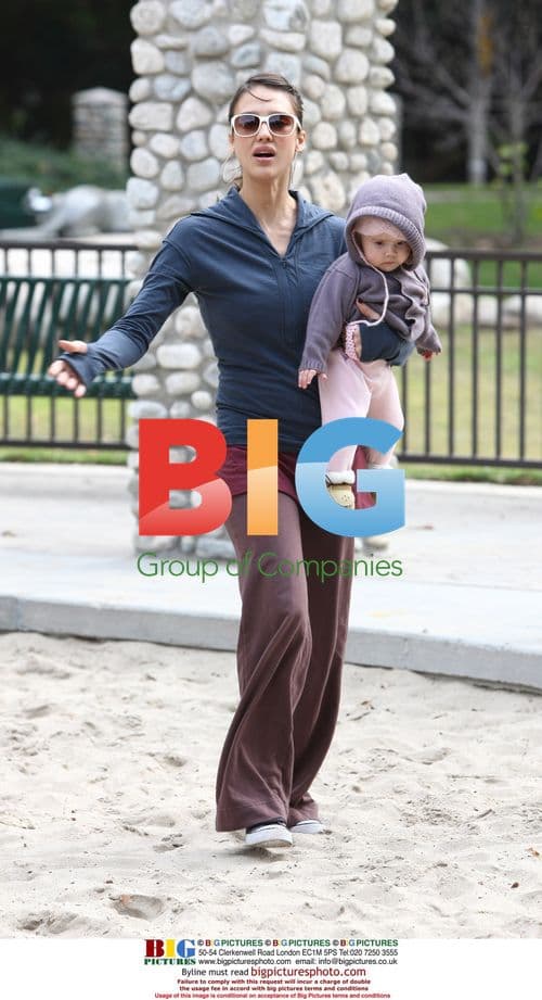 Jessica Alba and baby at water park