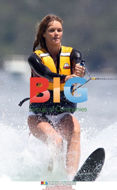 Elle Macpherson water skiing in Australia