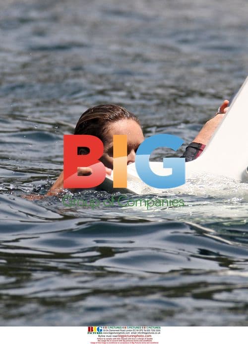 Elle Macpherson water skis in Australia