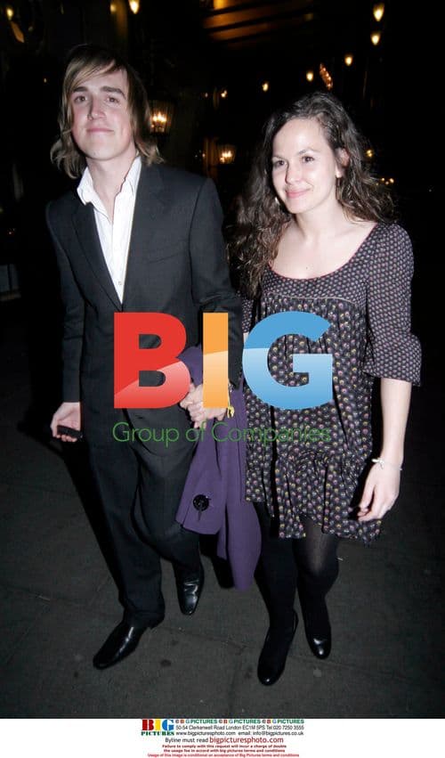Tom Fletcher and friend leaving London party
