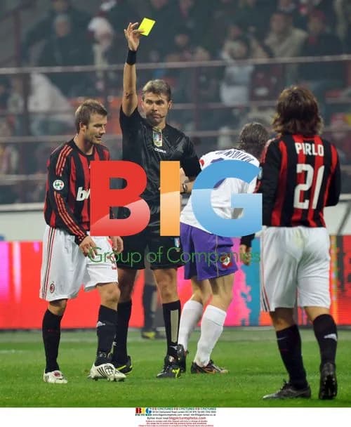 David Beckham at AC Milan v Fiorentina Serie A game