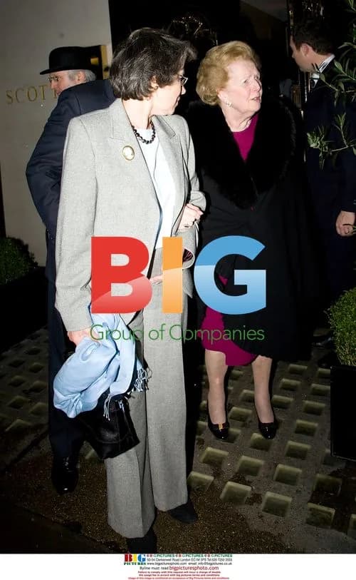 Frail Baroness Thatcher leaves restaurant