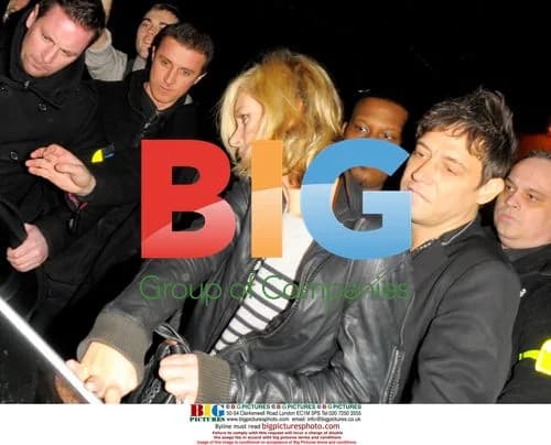 Lily Allen, Kate Moss, and Jamie Hince outside Lily Allen show