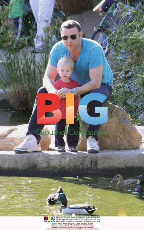 Liev Schreiber and son at Santa Monica park