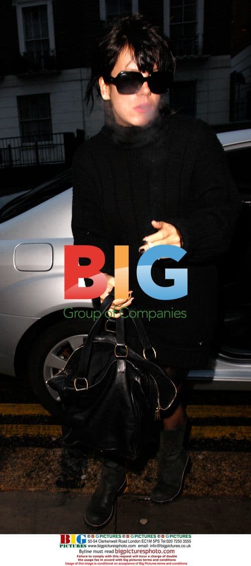 Singer Lily Allen leaves home for gig in London