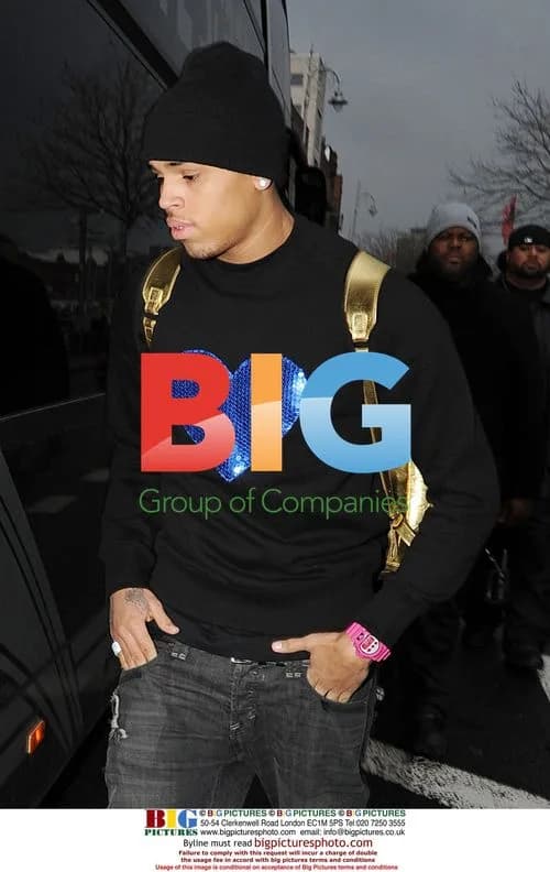 Chris Brown leaving hotel in Dublin