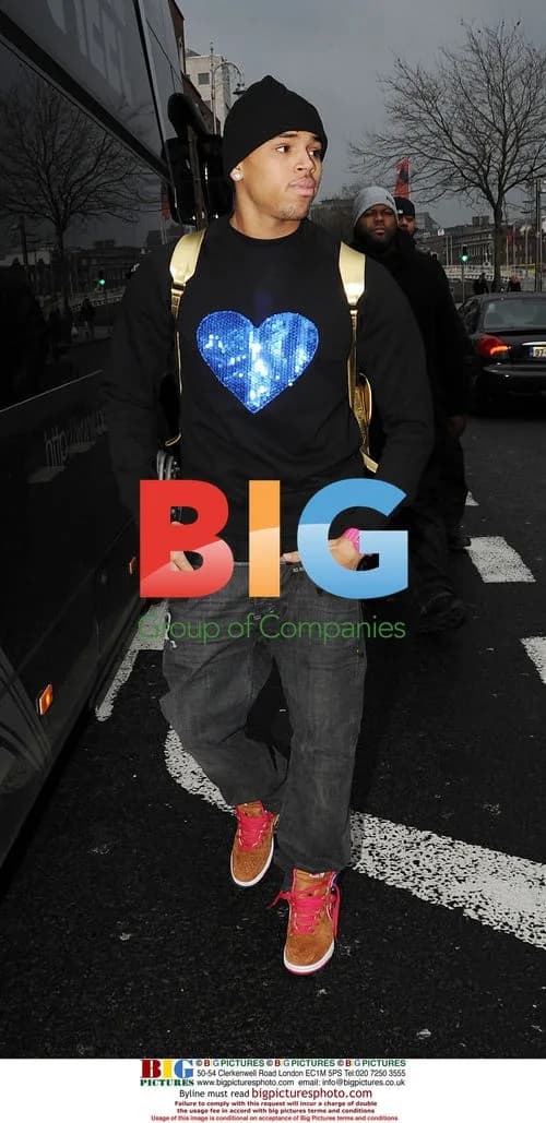 Chris Brown leaving hotel in Dublin