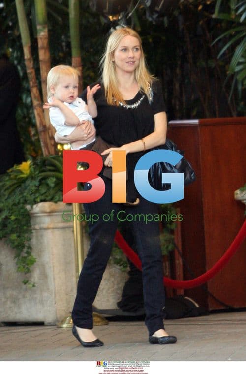 Naomi Watts Leaving Hotel with Son