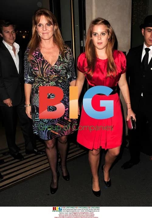Princess Beatrice and Sarah Ferguson Leaving Mayfair Hotel