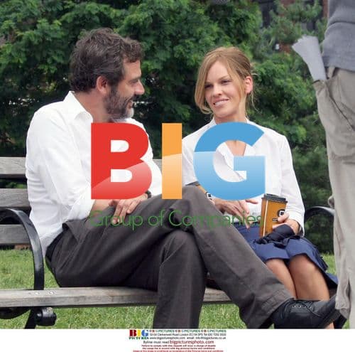 Hilary Swank and Jeffrey Dean Morgan on film set