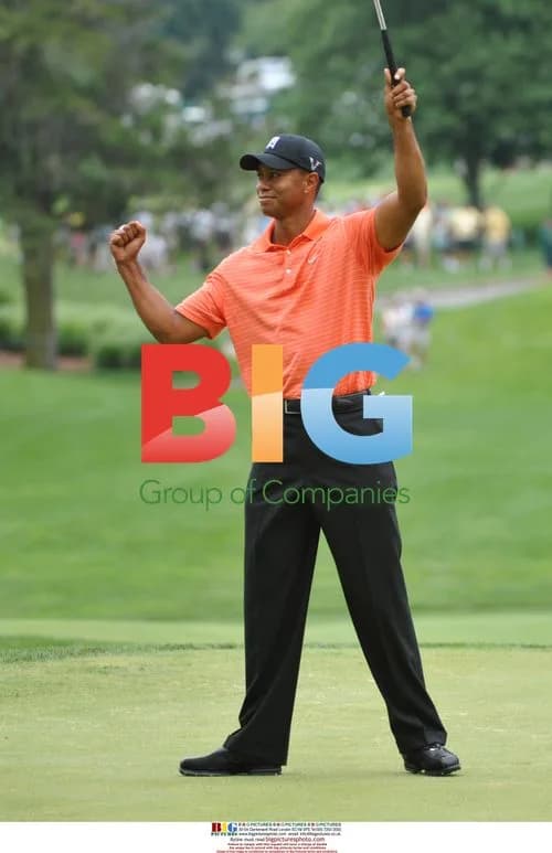 Tiger Woods Celebrates Birdie Putt at AT&T National