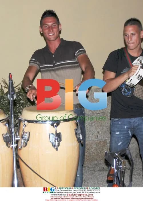 Macheda plays drums with friends in Sardinia
