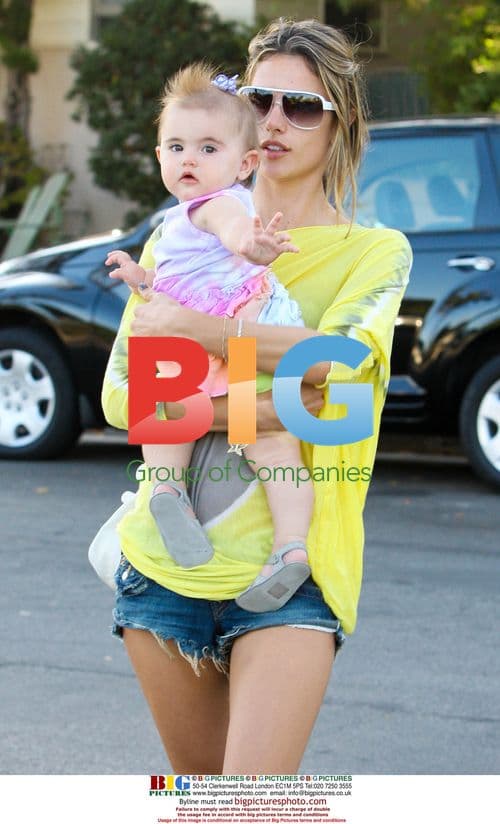 Alessandra Ambrosio with daughter in park