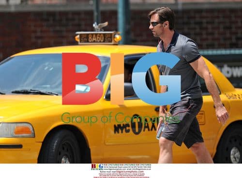 Hugh Jackman chatting on phone in NYC