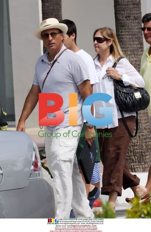 Andy Garcia strolling with family on Lincoln Road, Miami