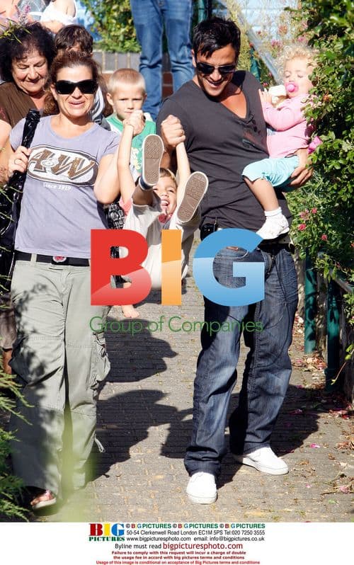 Peter Andre and family at theme park in Hastings, UK