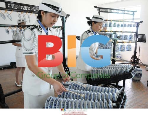Chinese policewomen band with porcelain instruments