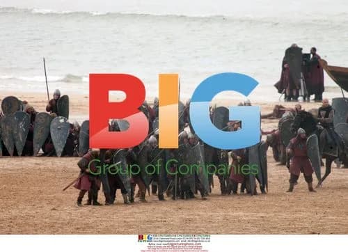 Russell Crowe filming Robin Hood at Freshwater West