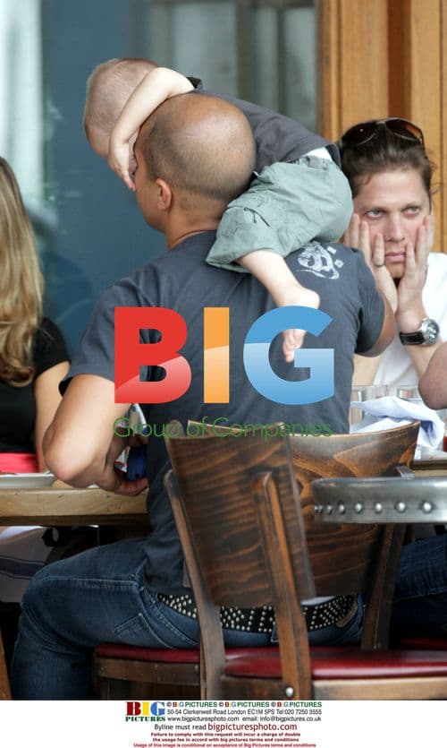 Singer Jade Jones with son Beau Lee and friends in London