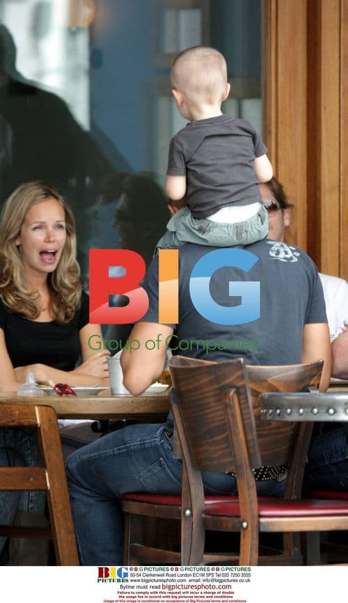 Jade Jones with son Beau and friends in Notting Hill