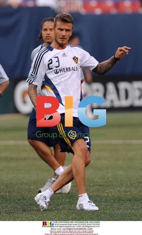 David Beckham warms up for LA Galaxy vs NY Red Bulls