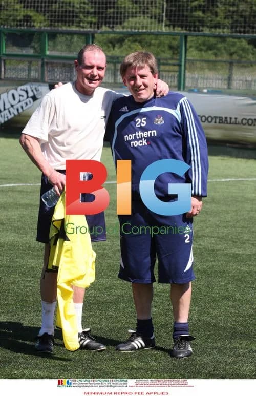 Paul Gascoigne and Peter Beardsley training