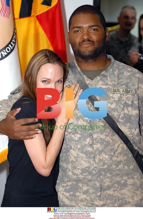 Angelina Jolie visits with US soldier in Iraq
