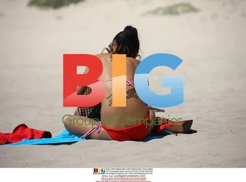 Bai Ling spotted in sexy red bikini in Venice Beach