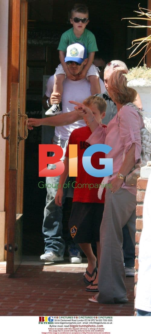 David Beckham with sons at Farmers Market