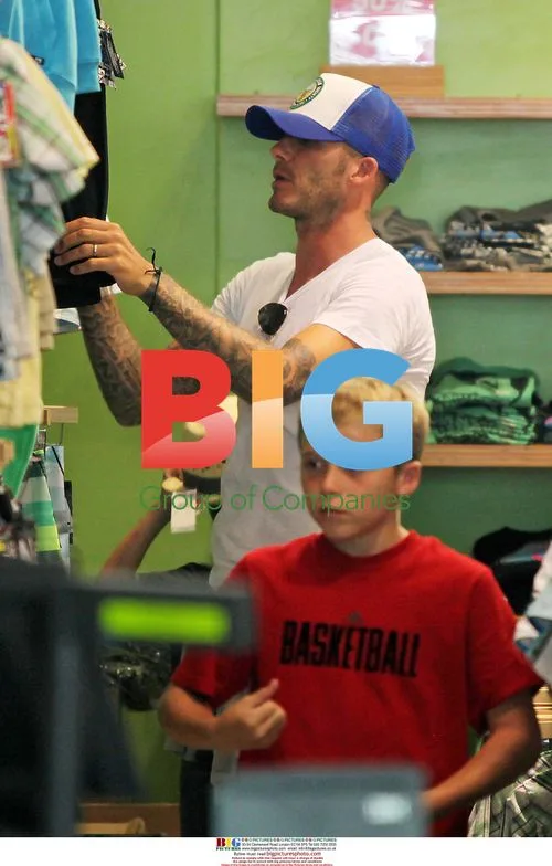 David Beckham with son at Farmers Market
