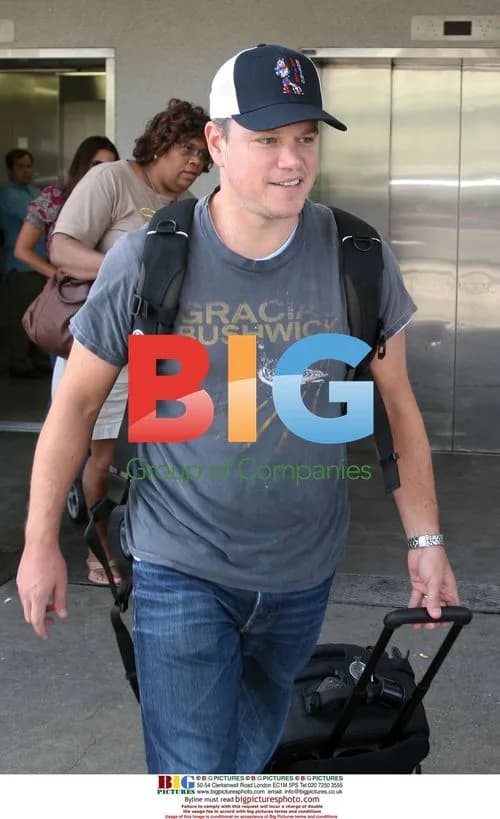 Matt Damon arrives at LAX with family