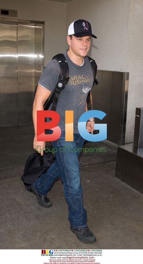 Matt Damon arrives at LAX with family