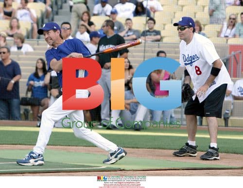 James Denton and Adam Carolla at celebrity softball game